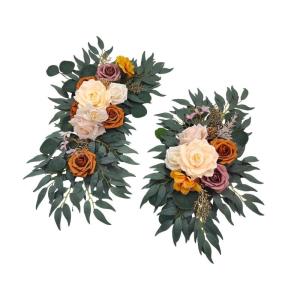 Hochzeitsbogen-Blumen, Blumengirlanden für Bögen, Heimdekoration, grüne Blätter, Kunstblumen-Girlande-Set für den Innenbereich, 2er-Pack für Empfänge, BRAUN