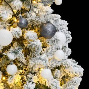 Künstlicher Weihnachtsbaum Klappbar Christbaum Kunstbaum Weihnachten Dekobaum Künstlicher Weihnachtsbaum Tannenbaum Weihnachtsdeko 150 LEDs & Kugeln 150 cm Grün und Weiß