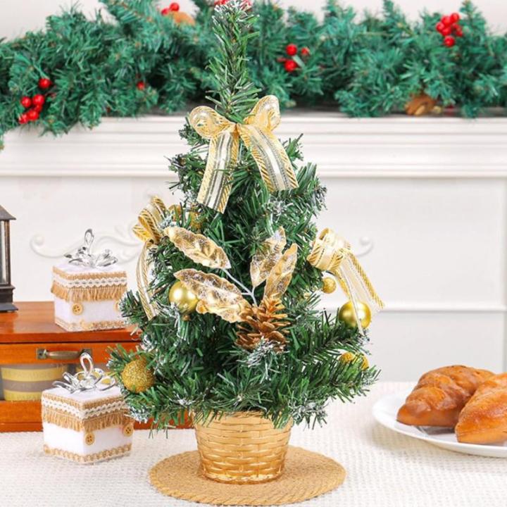 Mini-Weihnachtsbaum-Topf-Dekoration, die perfekte festliche Dekoration für jeden Raum, Mini-Weihnachtsbaum mit LED-Lichtern, für Zuhause, Tisch und Wohnzimmer (Gold)