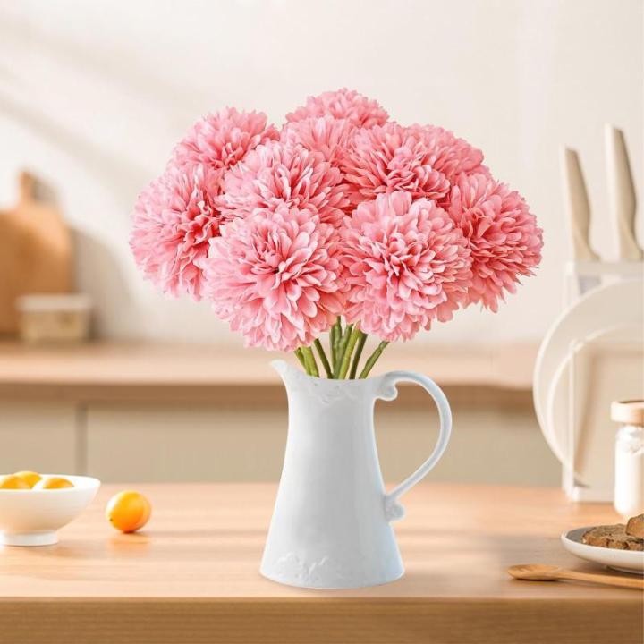 Hortensiabloemen, 12 stuks, , chrysant , herfst, zijden bloemen, kunstmatige hortensia, voor bruiloftsdecoratie, woondecoratie, tuinfeestdecoratie, 28 cm (roze)
