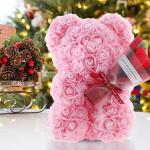 Valentijnsdag rozenbeer cadeau voor haar rozenbeer schattige teddybeer, kunstrozenbeer met rozenboeket, romantische rozen teddybeer cadeau voor Kerstmis