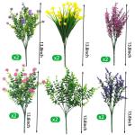 , decoratieve bloemen voor buiten, uv-bestendige kunstmatige bloemen, voor binnen en buiten, kunstboeket voor kantoor, pot, tuin, veranda, bruidsfeest, bruiloft, kleurrijk, 12 stuk