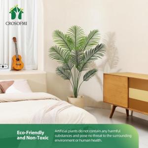 Kunstpflanze Palmen 130 cm Plastik Künstliche Pflanze Groß Areca Palme im Topf Wohnzimmer Balkon Schlafzimmer Grün Deko (1 Pack)