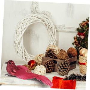4 Stück Künstlicher Vogel Weihnachtssimulation Vögel Clip Weihnachtsvogel-Clip Vogelschmuck Im Freien Weihnachtsvogelfiguren Hängende Verzierung Der Weihnachtsvögel Schaum Rot
