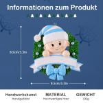 Gepersonaliseerde kersthangers met naam Baby's eerste Kerstmis - 2023 kunsthars kerstboomversiering, gepersonaliseerde , cadeaus voor baby's, zoons, kleinkinderen, bloemenkrans