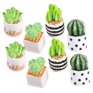 24 stuks kunstmatige cactus, kantoordecoratie, mini-terrarium, harsfiguren, modellen, wooncultus, miniatuur, cactusbeeld, kunsthars, cactus, handwerk, bloempot, planten, huishoudel