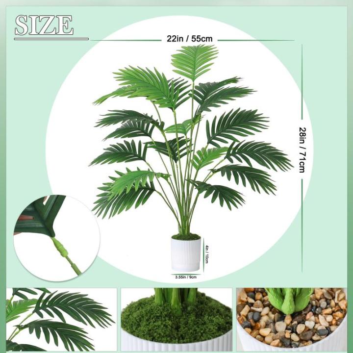 Kunstpalmbladeren, plant in pot, kunstmatige tropische monstera, groene bladeren, Hawaiiaanse Monstera-plant, 18 takken, 71 cm, splitphilo-plant, grote groene plant