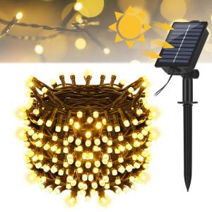 Solar ljuskedja utomhus 22 m 200 LED, 8 Mode Fairy Lights Outdoor Solar, IP44 Weerbestendige Outdoor Fairy Lights voor Kerstmis, Tuin, Tuin, Patio, Bruiloftsdecoraties (Warm Wit)[G