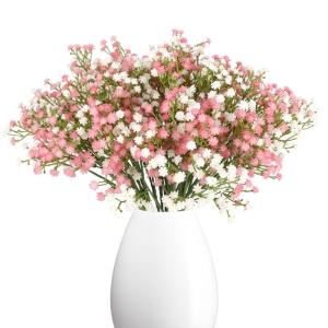 Gypsophila , 10 stuks, Gypsophila , sluierkruid, namaakbloemen, boeketten voor bruiloft, bruid, feest, woondecoratie (roze en wit)