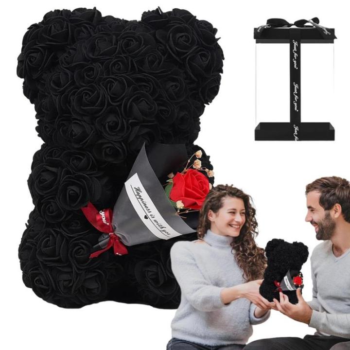 Valentijnsdag rozenbeer cadeau voor haar rozenbeer schattige teddybeer, kunstrozenbeer met rozenboeket, romantische rozen teddybeer cadeau voor Kerstmis