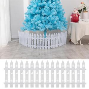 Weihnachtsbaum Zaun, 25 Stück 12x29,5 cm Weiß Kunststoff Lattenzaun für Weihnachtsbaum, Weihnachtsbaum Schutzzaun, Dekorativer Zaun für Weihnachten Hochzeit P-Arty Garten Zuhau