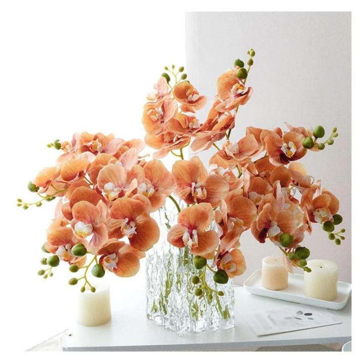 Kunstblumen Leichte, luxuriöse Kunstblumen in Einer Glasvase – orangefarbener künstlicher Blumenstrauß für Klassische chinesische Wohnzimmer-Tischdekoration für jeden Anlass