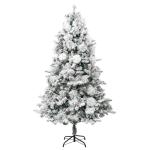 Weihnachtsbaum mit Beleuchtung Schnee und Zapfen 195 cm PVC&PE Christbaum Dekobaum Kunstbaum mit Ständer Tannenbaum Weihnachten Künstlicher Weihnachtsbaum für Weihnachtsdeko