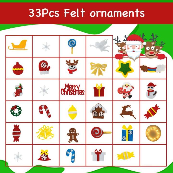 Vilten kerstboom, 10 m, doe-het-zelf vilten kerstboomset voor kinderen, kerstdecoratie, hangende decoratie met afneembare hangende ornamenten, vilten kerstboom voor thuis/deur/muur