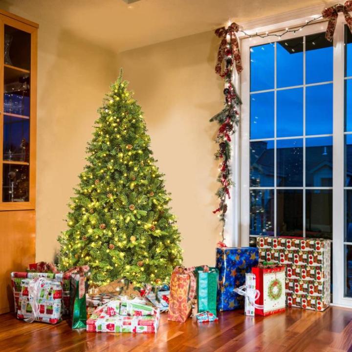 Kunstkerstboom met led-lichtkettingen, kerstboom met verlichting, 210/225/240 cm, groen