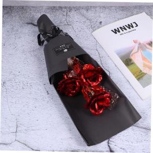 1 Stück 3 Geschenkrosen Künstliche Rosen Romantische Rosen Hochzeitsdekoration Romantische Krippendekoration Hochzeitsblumen Kunstfolie Roségoldfolie Rosenstrauß Rot