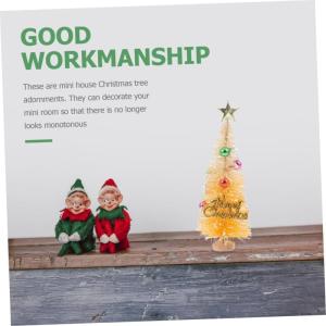 2st Mini-Weihnachtsbaum Tischbäume Entzückender Desktop-Baum Winterliche Schneeverzierungen Kleine Geschmückte Weihnachtsbäume Kleiner Weihnachtsbaum Mini-Kiefer Weiß Sisal-Se