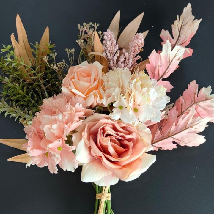 , planten, zijden bloemstukken, bruiloftsboeketten, decoraties, kunststof bloementafeldecoratie voor thuis, keuken, tuin, feestdecoratie (champagne roze roos)