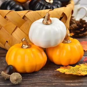 12 Stück kleine künstliche lebensechte Kürbisse Herbsternte Kürbisse für Herbsternte Dekor Halloween-Dekorationen