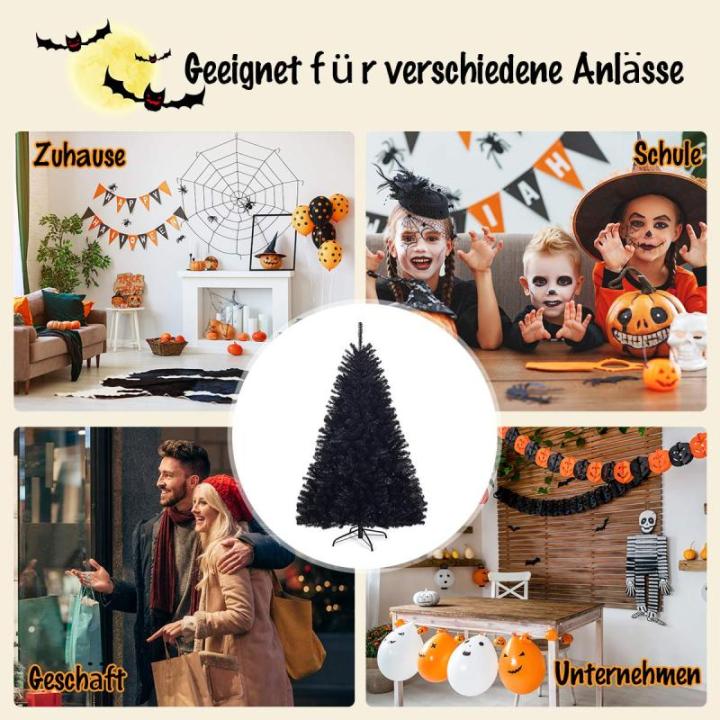 Kunstkerstboom, 180 cm/225 cm, zwart, dennenboom met metalen standaard, kerstboom, pvc-punten, ideaal voor thuis, kantoor, winkels en hotels (225 cm)