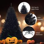 Kunstkerstboom, 180 cm/225 cm, zwart, dennenboom met metalen standaard, kerstboom, pvc-punten, ideaal voor thuis, kantoor, winkels en hotels (180 cm)