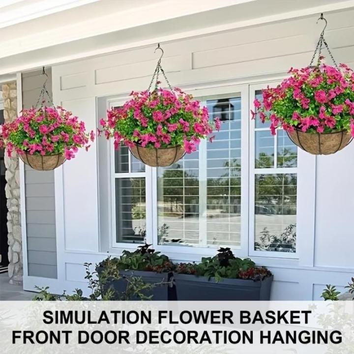 Hängende Blumenpflanze im Korb für Frühlingshochzeitsveranda-Gartenhöfe
