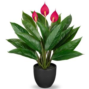 Kunstplant als echte kunstplant, decoratieve plant Calathea, struikachtig met 22 bladeren in kunststof pot, kamerplant, hoogte 43 cm, groen