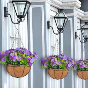 Künstliche Hängeblumen im Korb, Hängekörbe, Girlanden, Heimblumen für Terrasse, Rasen, Garten, Dekoration, für die Dekoration Von Außen- und Innenräumen – Gelb