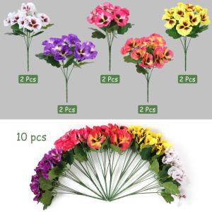 10 bundels kunstbloemen zoals echt balkon, kunstbloemen, buiten, uv-bestendig, weerbestendig, kunstbalkonplanten, balkonbloemen voor huis, vensterbank, decoratie (gemengde kleur/ro
