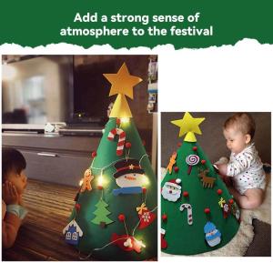 3D Filz Weihnachtsbaum für Kinder Kleinkinder, DIY Weihnachtsbaum mit 18pcs Ornamenten, Weihnachtsbaum Hängende Ornamente, Weihnachtsdekorationen für Home Tür Wand Dekorationen