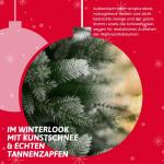 Onin, kunstkerstboom met kunstsneeuwcoating op punten, met 850 takken en houten standaard, inclusief 75 PE-spuitgietwerk en 775 pvc-punten, klapsysteem (H180 cm)