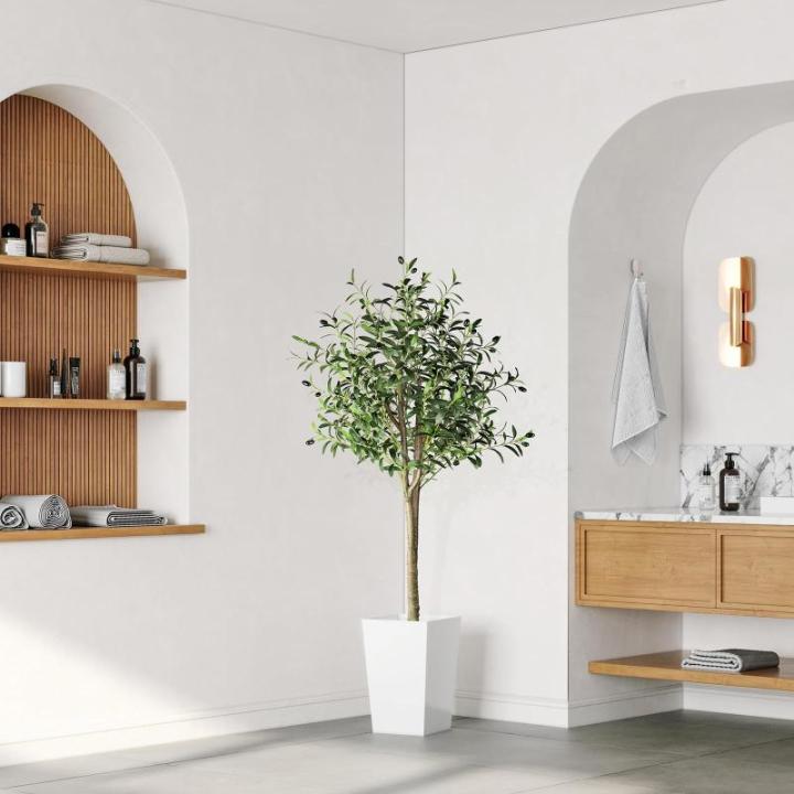 Olijfboom, kunstplant, 150 cm, grote kunstolijfboom, kunstboom, net echt voor woonkamer, slaapkamer, kantoor, decoratie