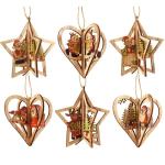 6 kerstboom decoraties houten, 3D kerstdecoratie kerstboom, kerstboomdecoratie met hangtafels van hout,kerstboom decoratie voor het decoreren van kerstboom,DIY Xmas Party Supplies