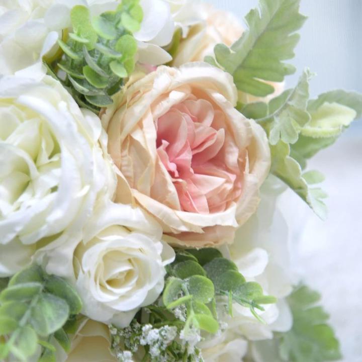 Künstlicher Rosenblumenstrauß mit Spitzenband, Simulation Hochzeitsstrauß für Valentinstag, Hochzeit, Braut, Fotografie-Requisiten