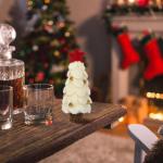 Mini-kerstboom, 17 cm, vilt met houten basis, kunstkerstversiering, miniatuur, dennenboom, tafeldecoratie, kleine kerstversiering, decoratie, geschenken, kerstdecoratie om te knuts