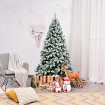 Kunstkerstboom met sneeuw en warmwitte ledverlichting, dennenboom met metalen standaard, pvc-naalden, kunstboom, kerstgroen, 135/180/225 cm