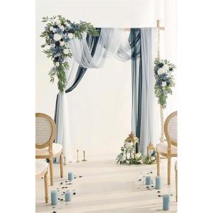 Künstliche Hochzeitsbogenblumen (5er-Pack) mit 2 Blumengirlanden und 3 durchscheinenden Gaze-Drapierstoffen für Hochzeitsfeier, Kaminsims, Tischläufer, Heimdekoration, 3 Stück