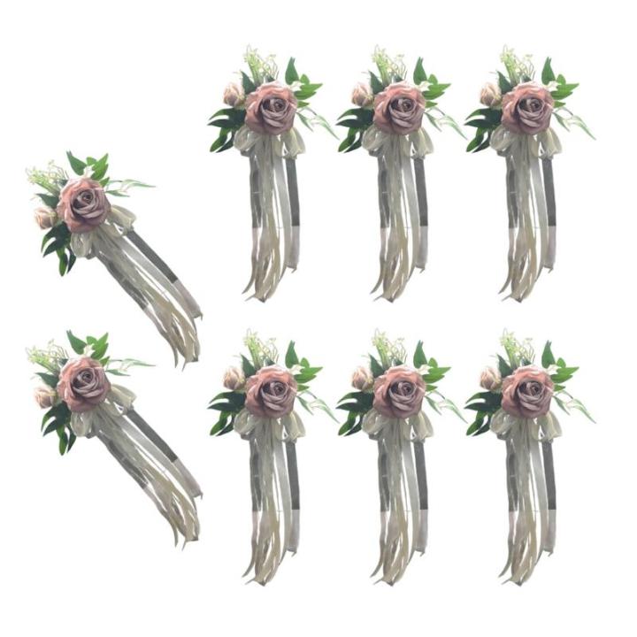 6 Stück Hochzeitszeremonie Ornamente Raffinierte Stuhlverzierungen Mit Künstlichen Blumen Kirchenbänken Blumen