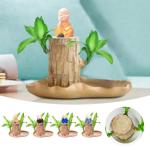 Braziliaans gloeiend hout, Braziliaanse houten plant, mini gelukshhout uit Braziliaanse houten plant met monnikstandbeelden, desktopplant, Braziliaanse houtplant, stomp