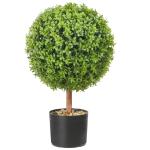 2 x buxusballen, kunstzinnig, Ø 40,6 cm, tuindecoratie, buxus in bloempot, bol, kunstplant van PE, hout, PP incl. 4 stuks decoratieve vlinders en 10 stuks reservebladen