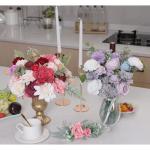 Kunstbloemkoppen, rozen, pioenrozen, dahlia's, bloemhoofden, zijden bloemen, voor feest, doe-het-zelf bruid, bruiloft, bloemstukken, combo decoratie (paars)