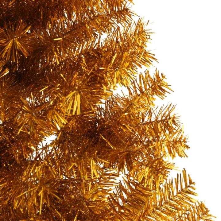 Kunstkerstboom met standaard, 210 cm hoog, kerstdecoratie, kunstboom, hoge kunstmatige dennenboom, PET en staal, goud