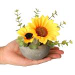 Kunstbloem zonnebloem met pot, combinatie van namaakzijde zonnebloemen en groen, kleine pot voor slaapkamer, feest, bruiloft, decoraties (1, zonnebloem)