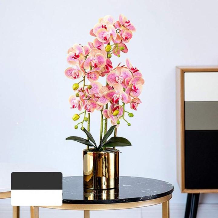 Kunstblumen Künstliche Orchideen-Dekoration – künstliche Topf-Mittelstücke, Elegante Orchideen-Blumen, Garten, Balkon, Hausdekoration für jeden Anlass