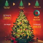Kerstverlichting met ring, 400 leds, kerstboom lichtketting met 8 strengen, 2 m, kerstverlichting, lichtnet voor 150 cm - 240 cm boom (warm wit)
