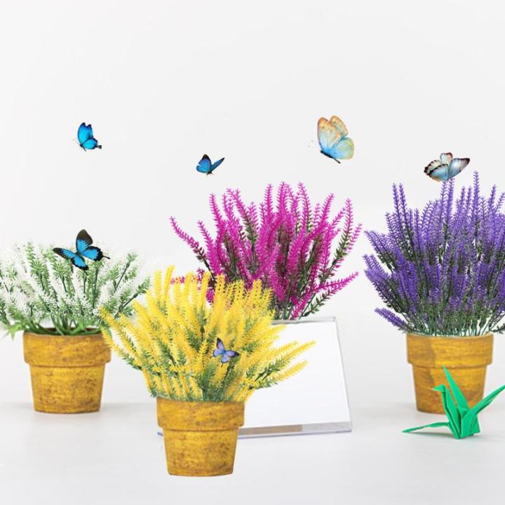 12 bundels kunstlavendel, kunstbloemen, uv-bestendige kunstbloemen, net echt, kunstbloemen, balkon, kunstbloemen, decoratie, binnen en buiten, boeket, kunstbloemen voor huis, tuin,