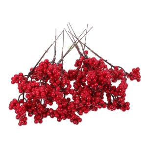 10St künstliche Beeren Zweig rote Beeren Weihnachtsgirlandenbaum Gold weihnachtsdeko künstliche blüten Links Weihnachtsbaum künstlich Weihnachtsbeerzweigdekor Emulation Beerend