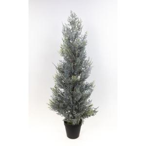 Ceder/conifere in sneeuwlook in pot, GA kunstplant kunstboom, decoratieve boom (80 x 34 cm)