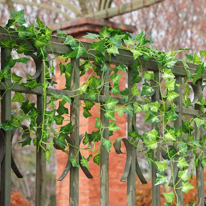 Kunstklimop, 12 stuks, 12 stuks, hangende slinger, klimopslinger, 12 x 2 m lang, kunststof, klimop, bladeren, kunstklimop, slinger voor tuin, buiten, muur, feest, bruiloft, decorat
