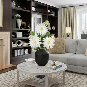 3 stuks witte kunstmatige dahlia's, 75 cm kunstzijden bloemen met lange steel voor bloemstukken, faux dahlia's bloemen voor doe-het-zelf bruiloft party middenstuk huis kantoor deco